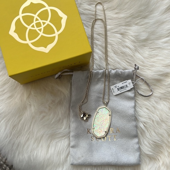 KENDRA SCOTT TEXAS EXCLUSIVE IRIDESCENT DICHROIC FOIL GOLD REID NECKLACE - Picture 1 of 7